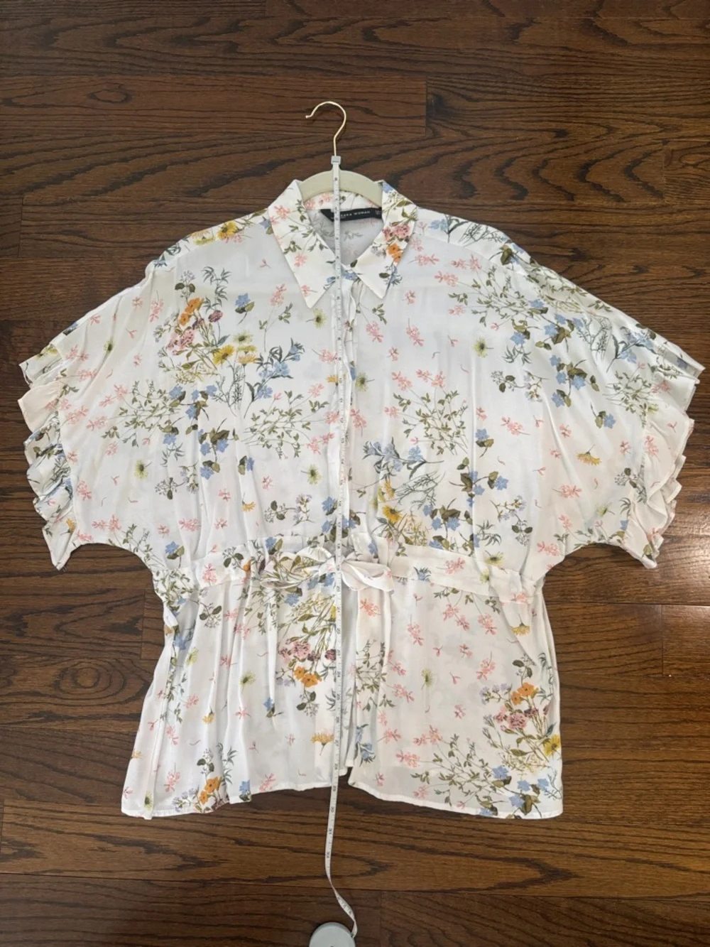 ZARA SHIRT WITH RUFFLES AND BOW SZ M - Picture 4 of 4